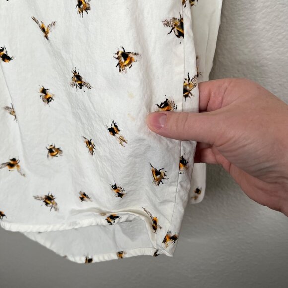 Victoria Beckham For Target XS Bee Print White Button-Up Cotton Shirt - Picture 3 of 11